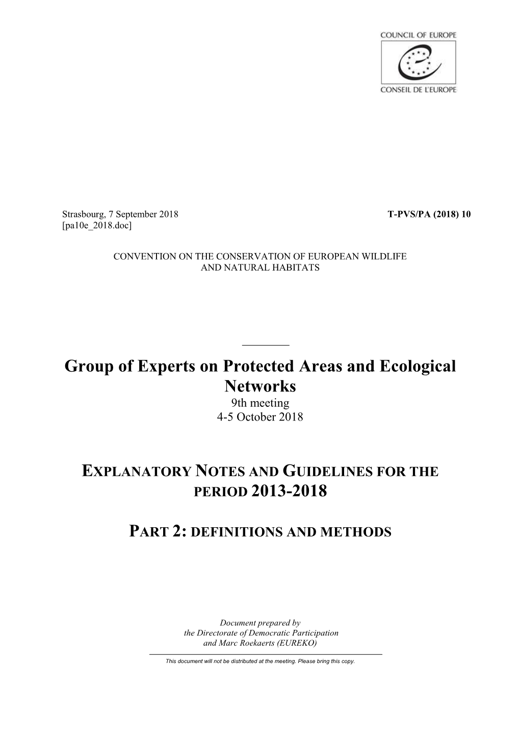 Group of Experts on Protected Areas and Ecological Networks PERIOD