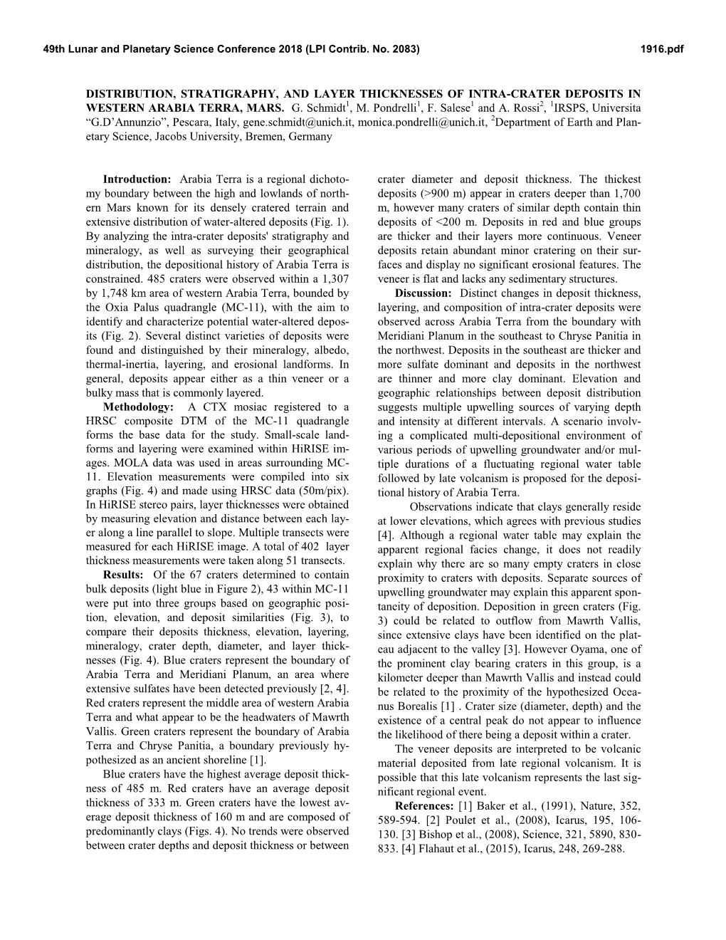 Distribution, Stratigraphy, and Layer Thicknesses of Intra-Crater Deposits in Western Arabia Terra, Mars