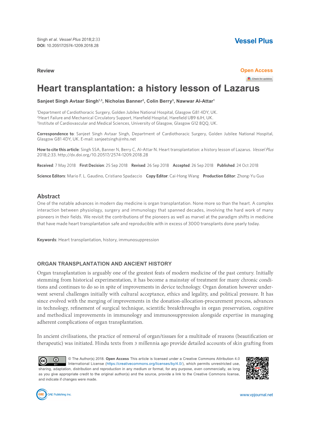Heart Transplantation: a History Lesson of Lazarus