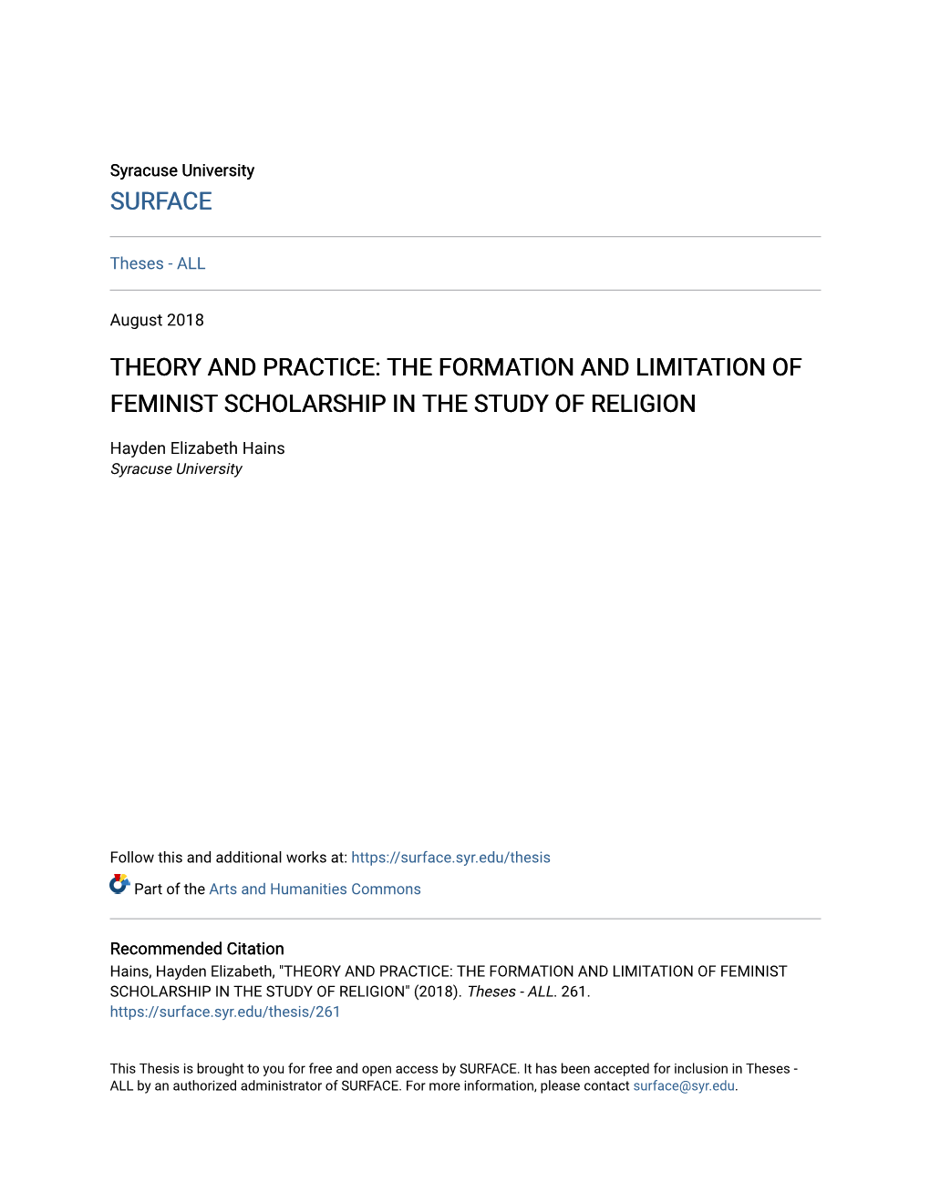 The Formation and Limitation of Feminist Scholarship in the Study of Religion