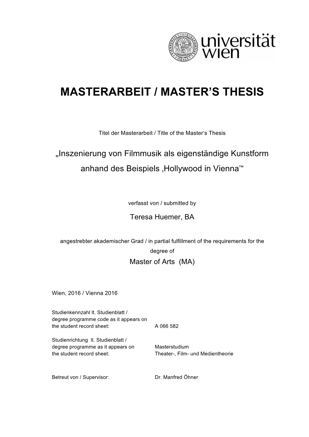 Masterarbeit / Master's Thesis