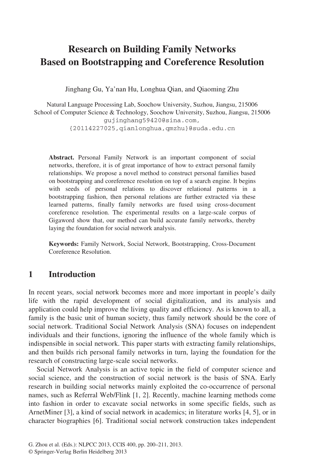 Research on Building Family Networks Based on Bootstrapping and Coreference Resolution