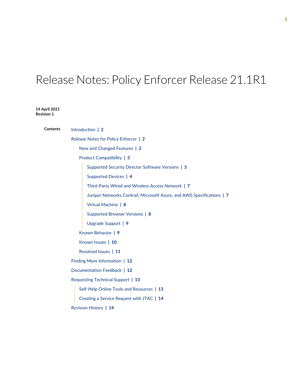 Policy Enforcer Release 21.1R1