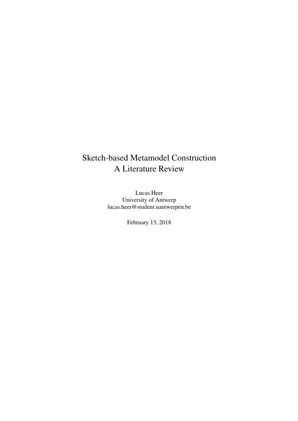 Sketch-Based Metamodel Construction a Literature Review