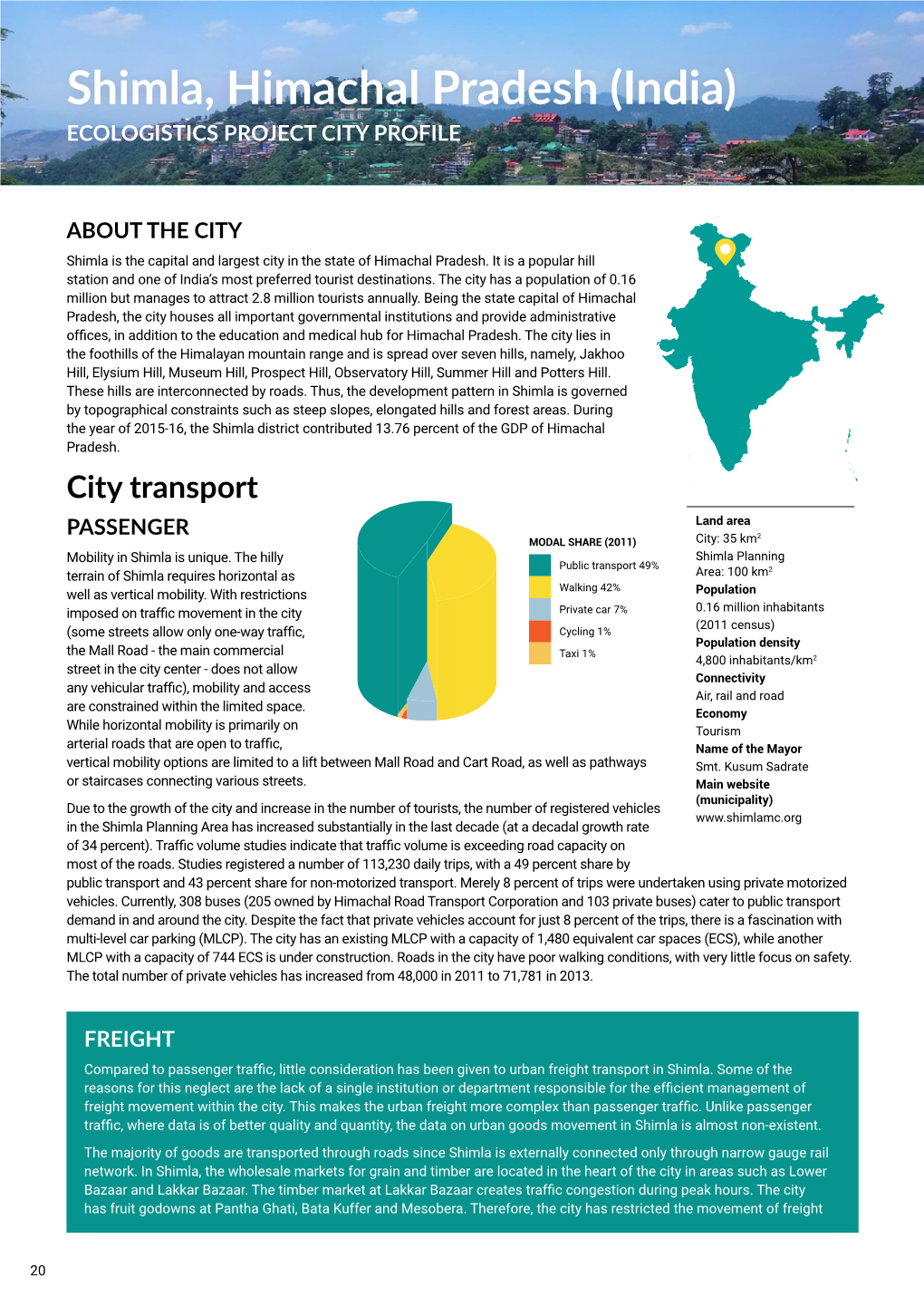 Shimla, Himachal Pradesh (India) ECOLOGISTICS PROJECT CITY PROFILE