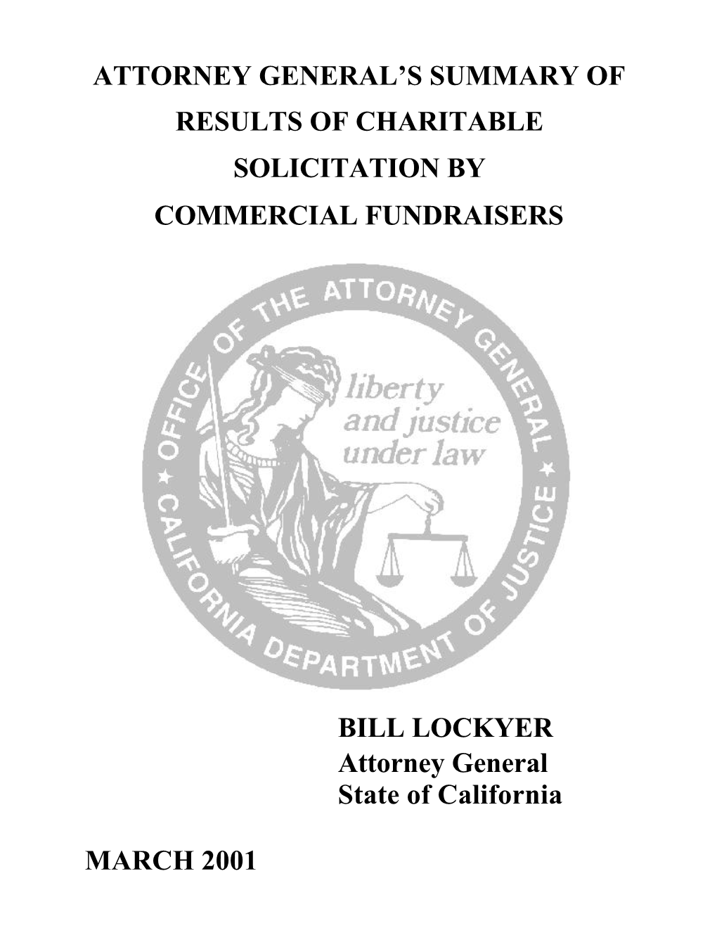 AG's Summary of Results of Charitable Solicitation By