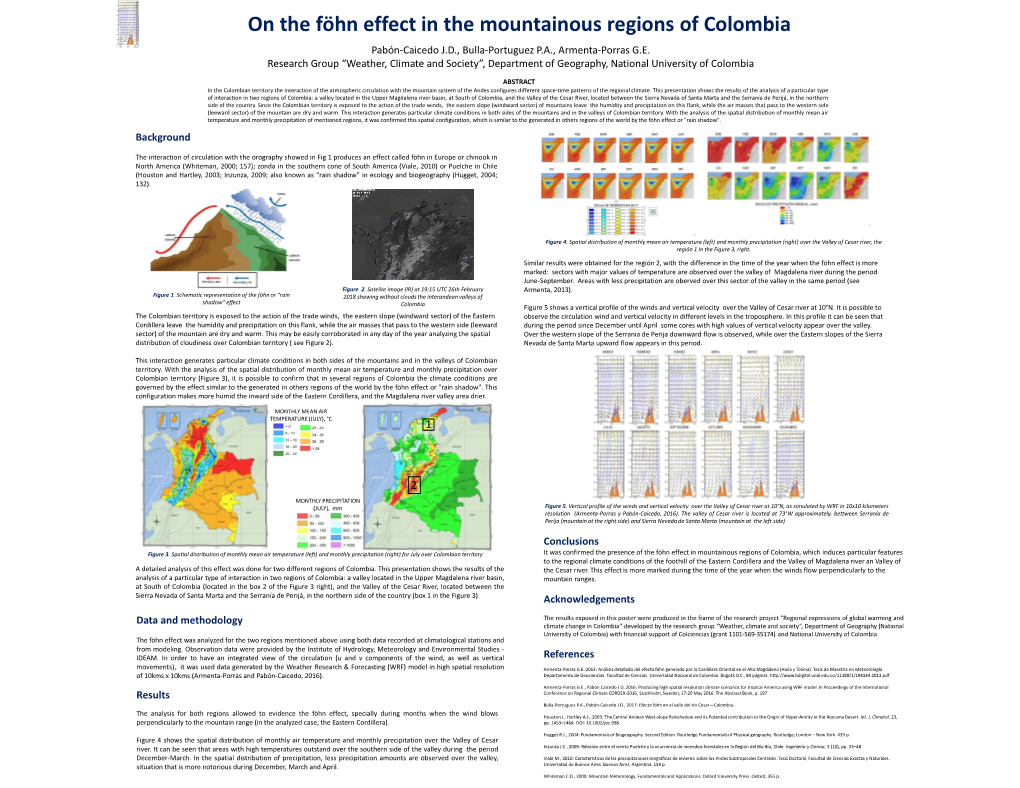 On the Föhn Effect in the Mountainous Regions of Colombia Pabón-Caicedo J.D., Bulla-Portuguez P.A., Armenta-Porras G.E