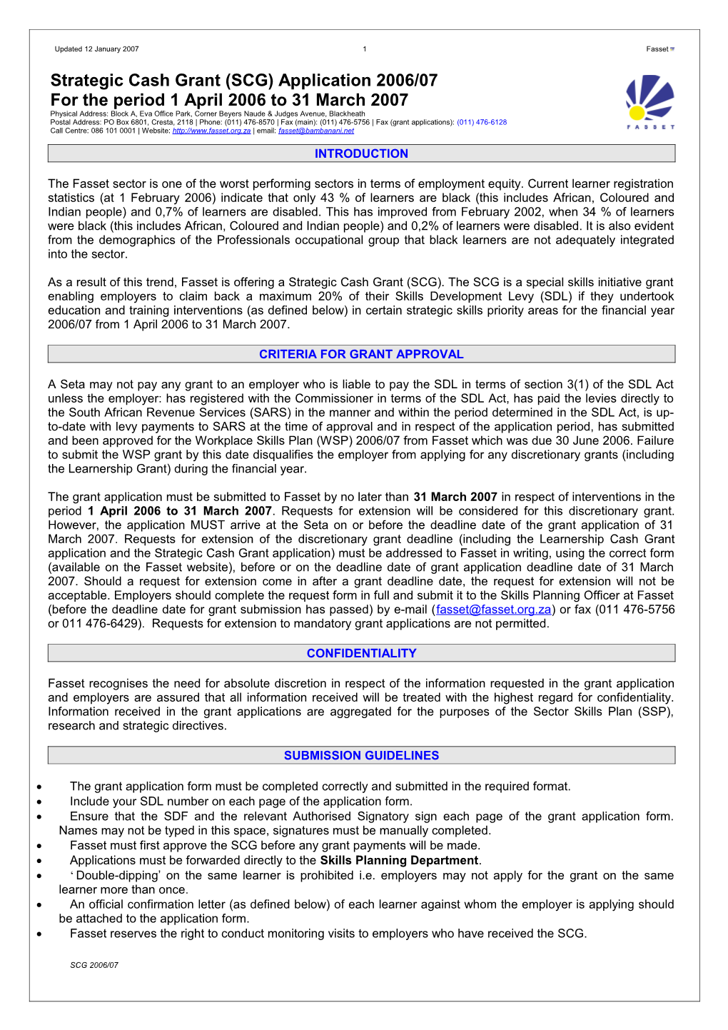 Workplace Skills Plan (WSP) Grant Application & Guidelines s1