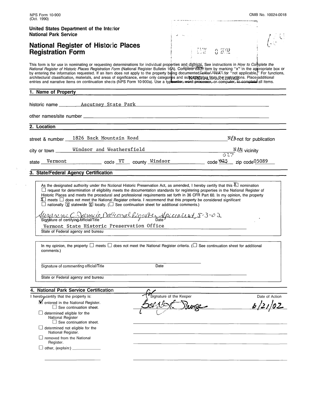 It-———— I Hereby/Certify That the Property Is: Signature of the Keeper Date of Action Si Entered in the National Register