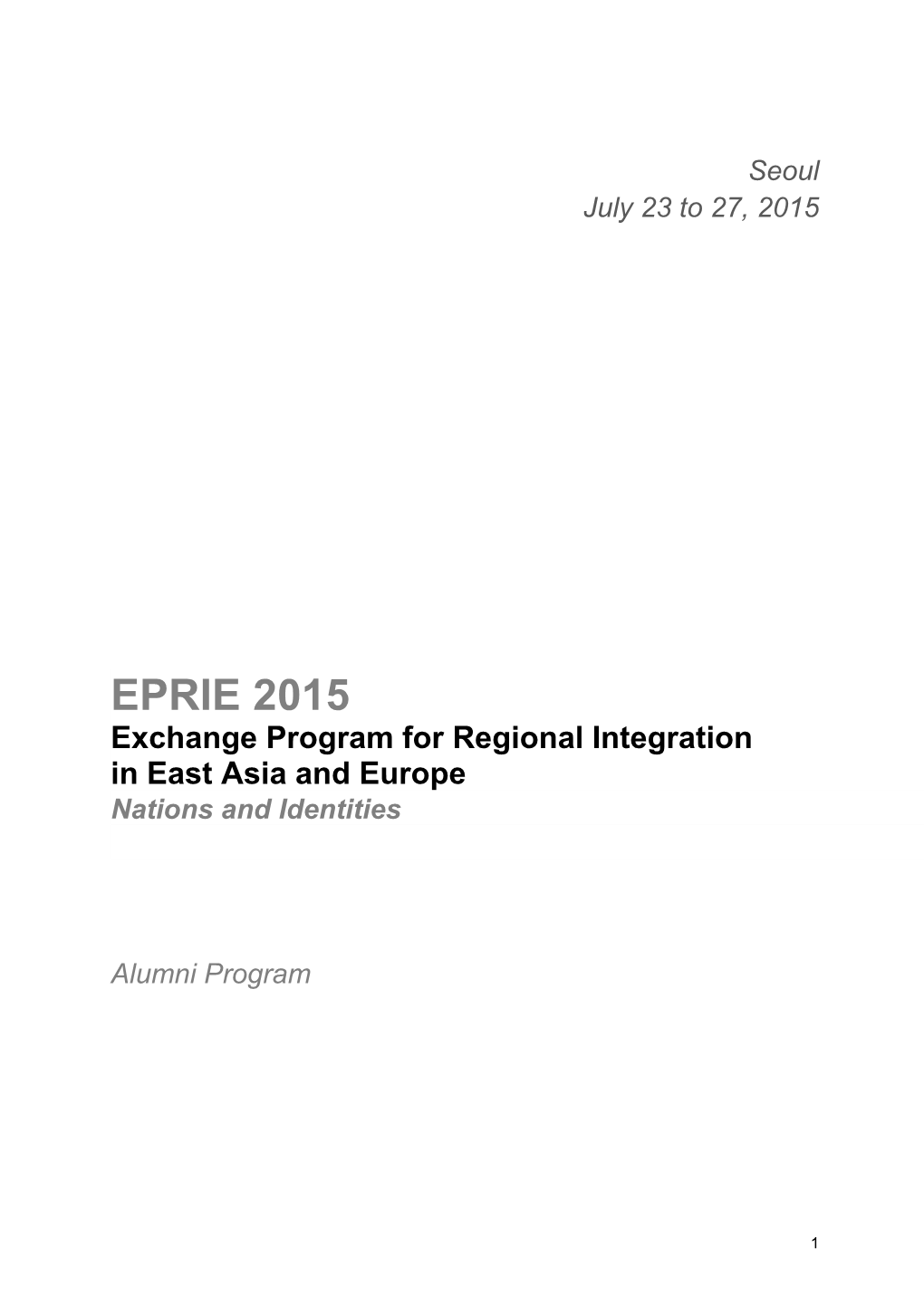 EPRIE 2015 Alumni Program