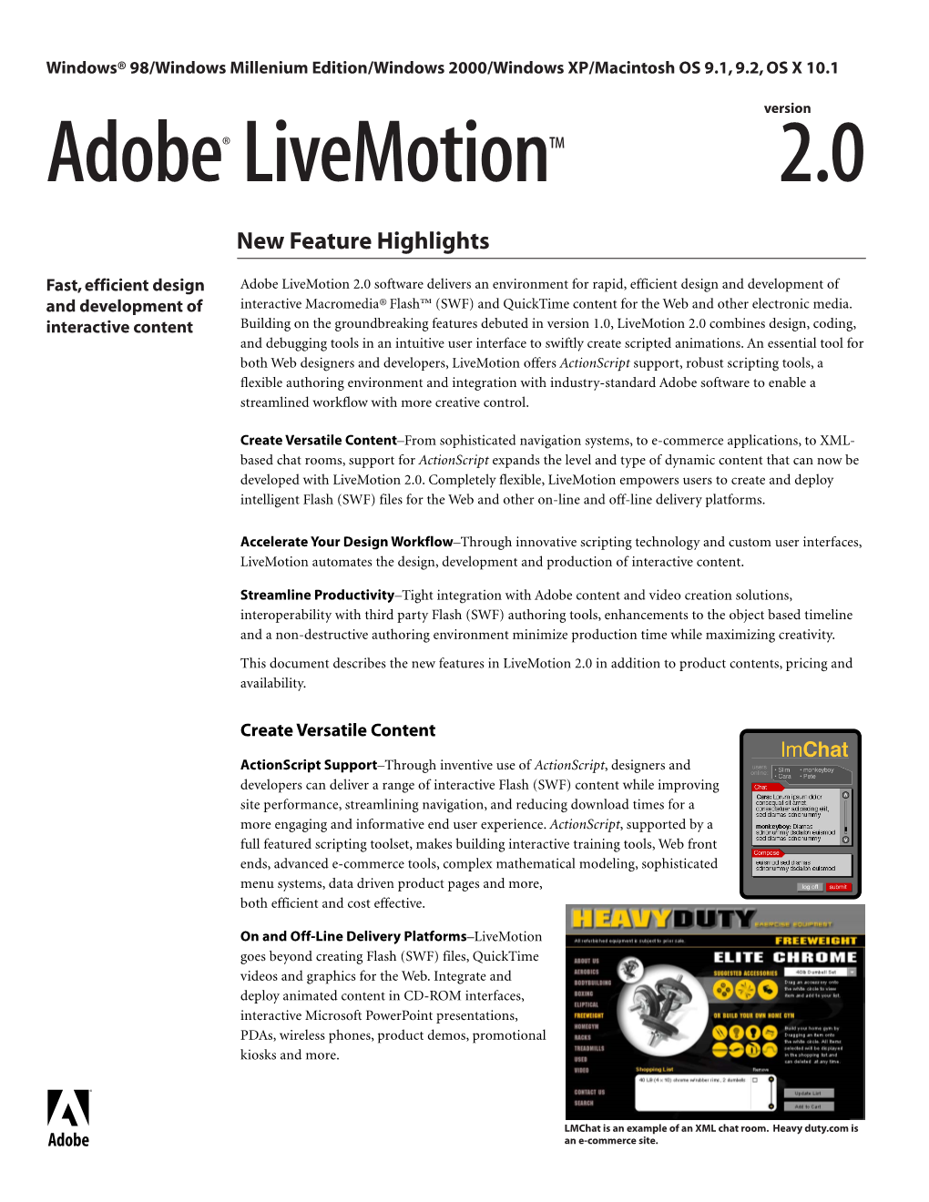 2.0 Adobe® Livemotiontm