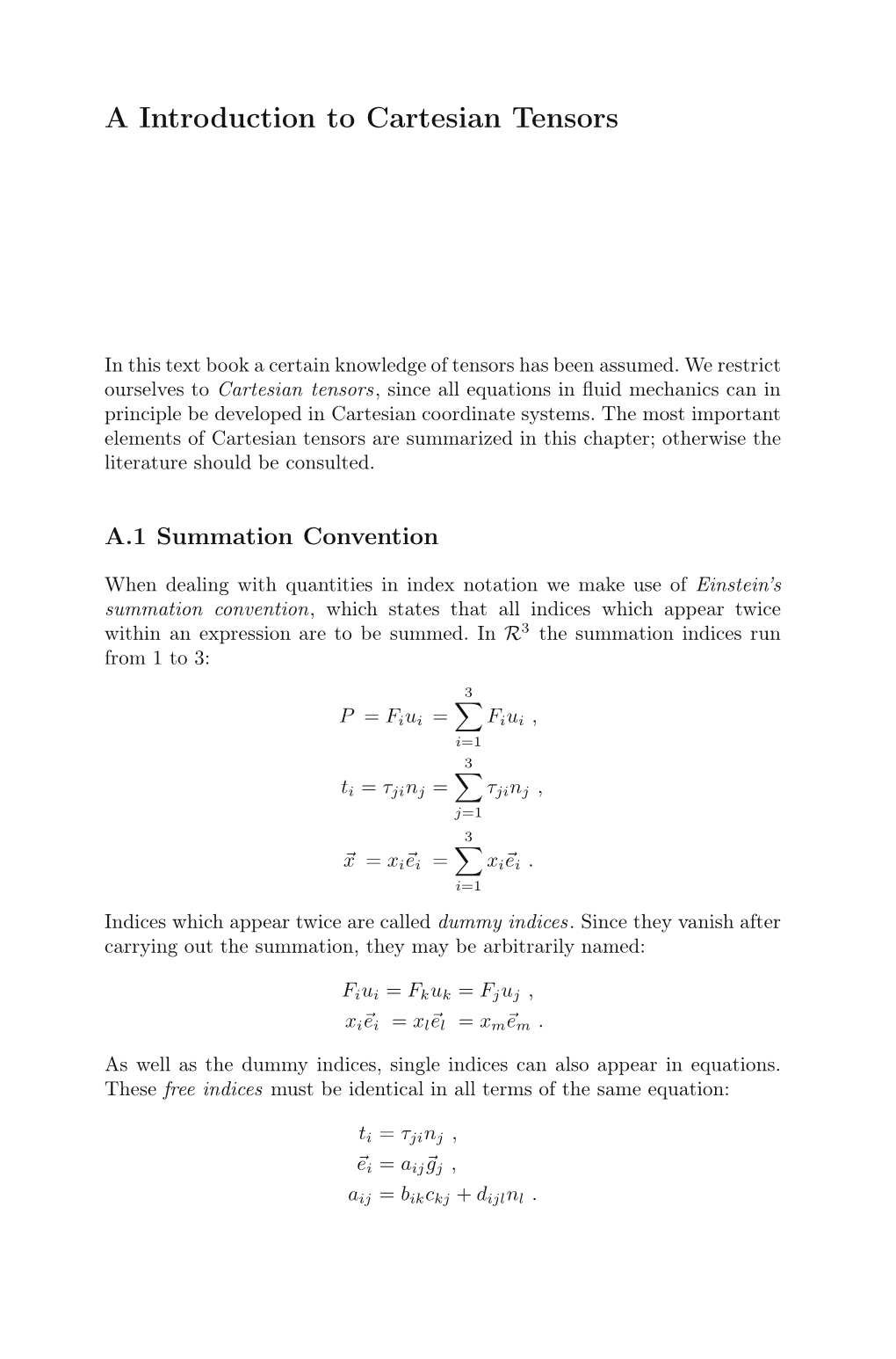 A Introduction to Cartesian Tensors