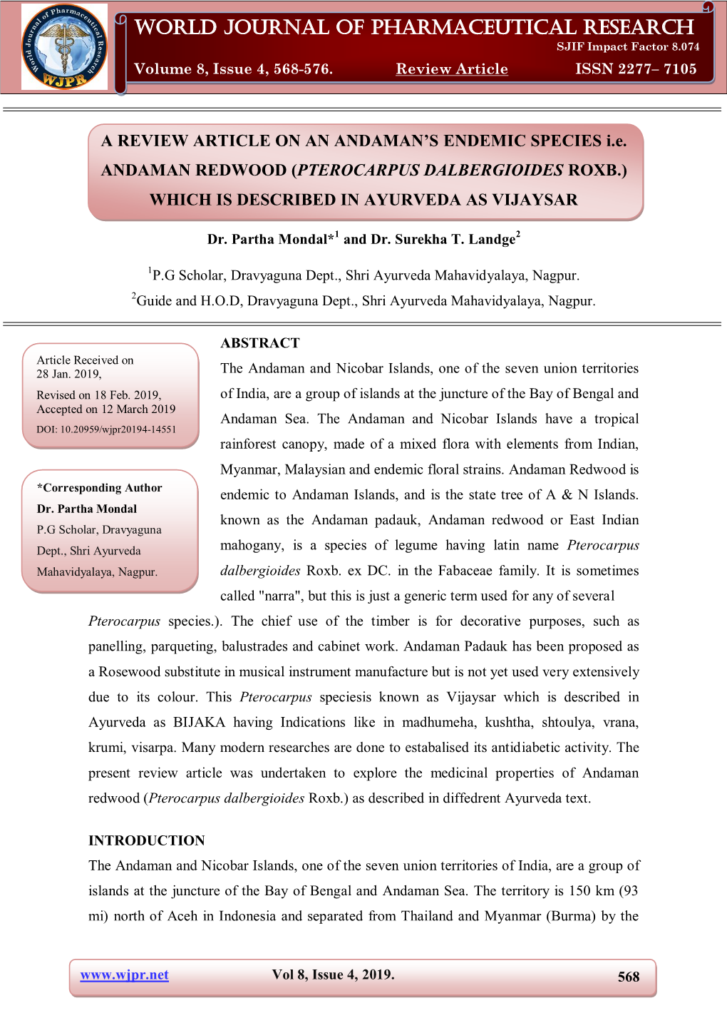 World Journal of Pharmaceutical Research Mondal Et Al