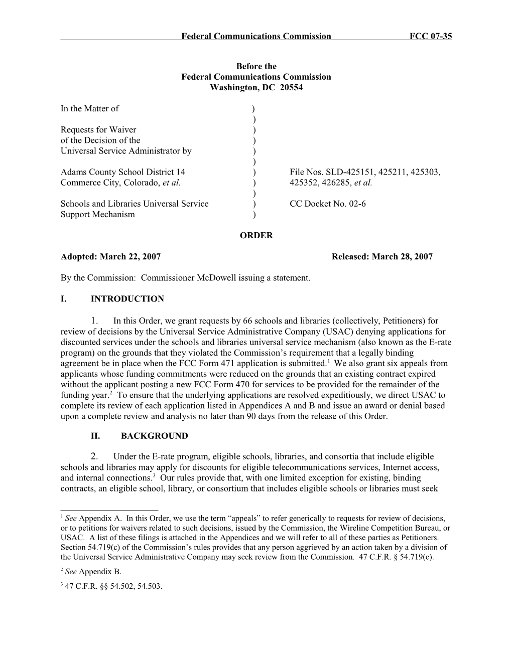 Federal Communications Commission FCC 07-35