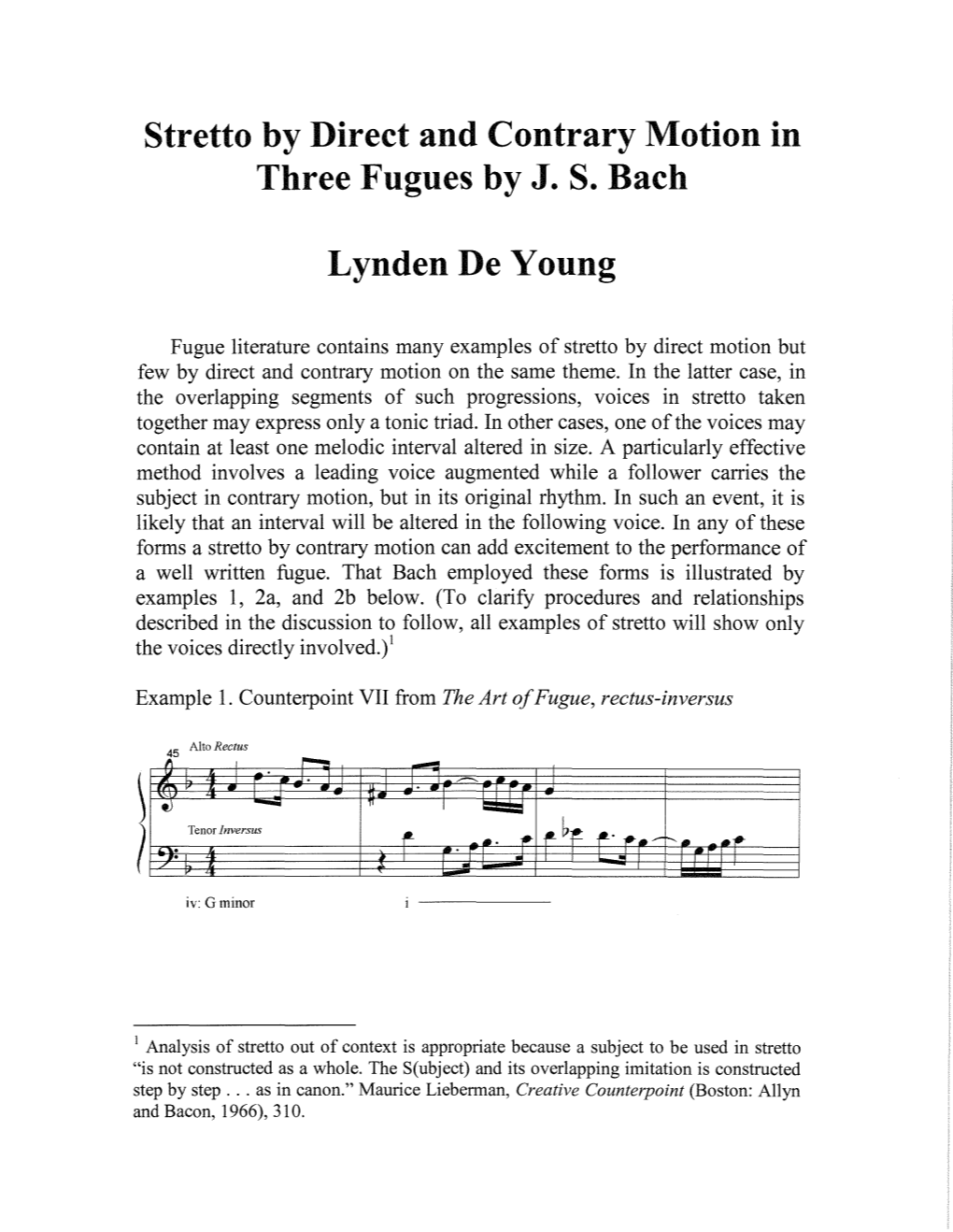Stretto by Direct and Contrary Motion in Three Fugues by J. S. Bach