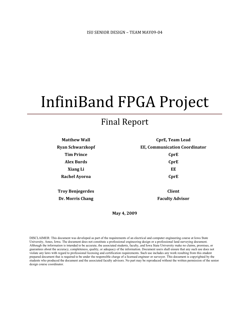 Infiniband FPGA Project