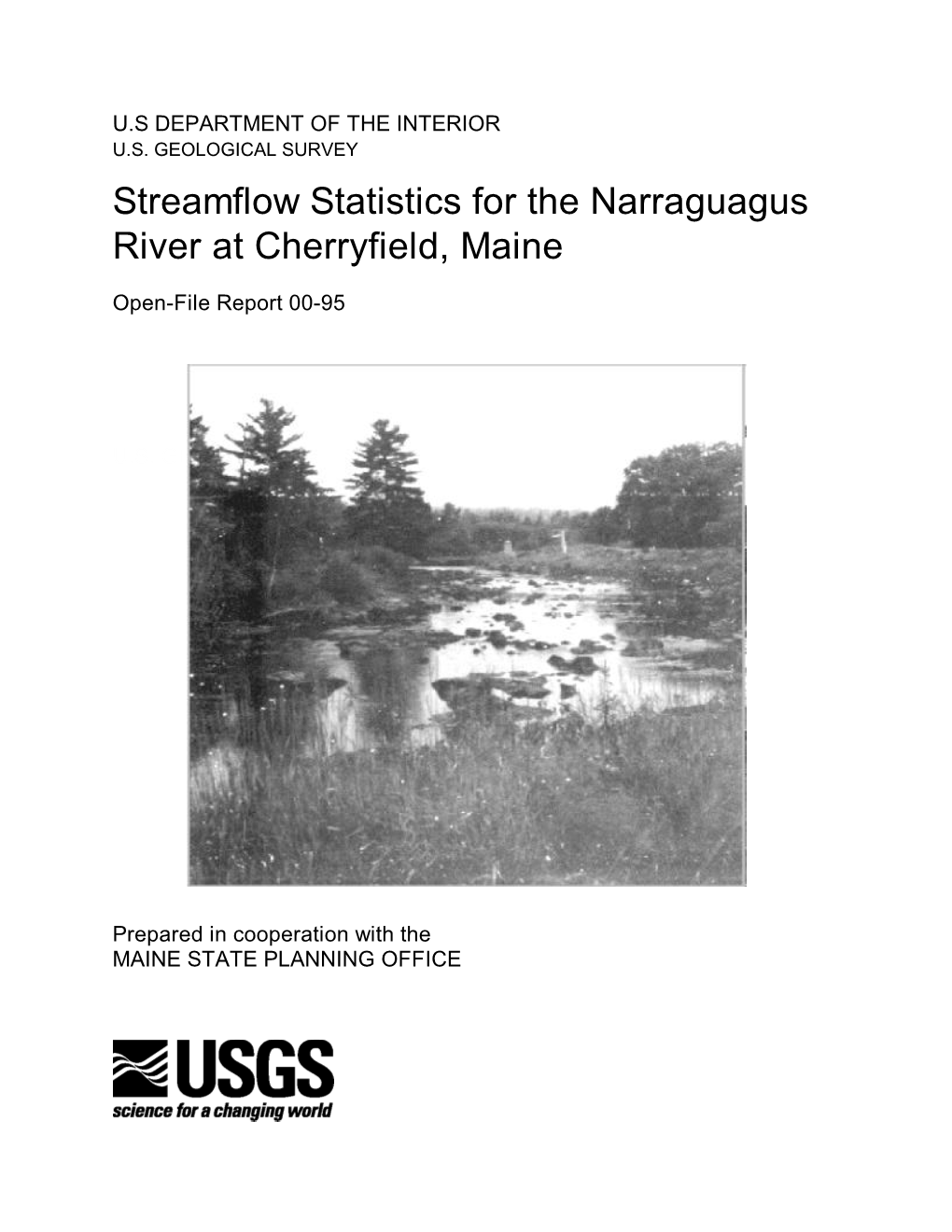 Streamflow Statistics for the Narraguagus River at Cherryfield, Maine