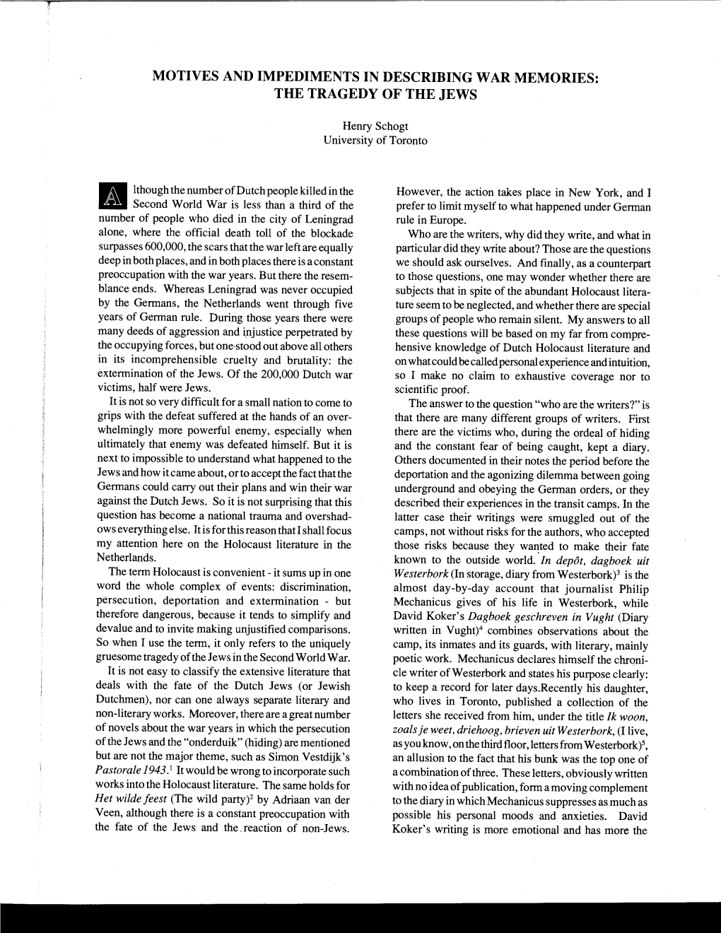 Motives and Impediments in Describing War Memories: the Tragedy of the Jews , Page 3