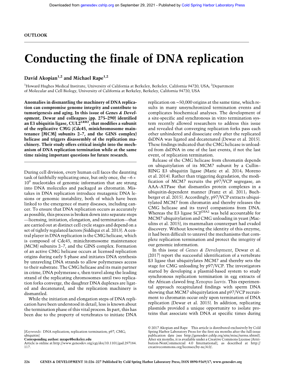 Conducting the Finale of DNA Replication