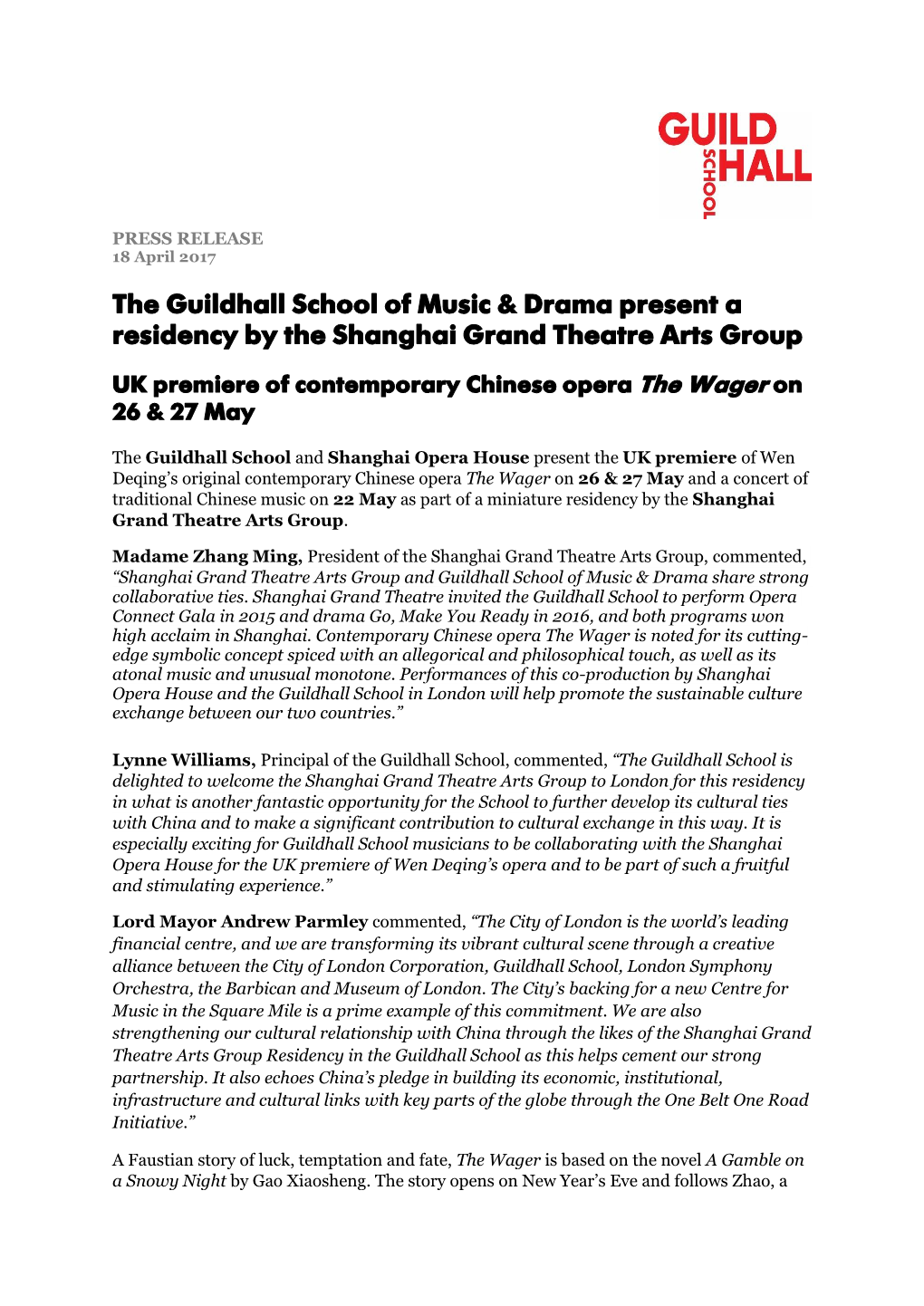 The Guildhall School of Music & Drama Present a Residency by The