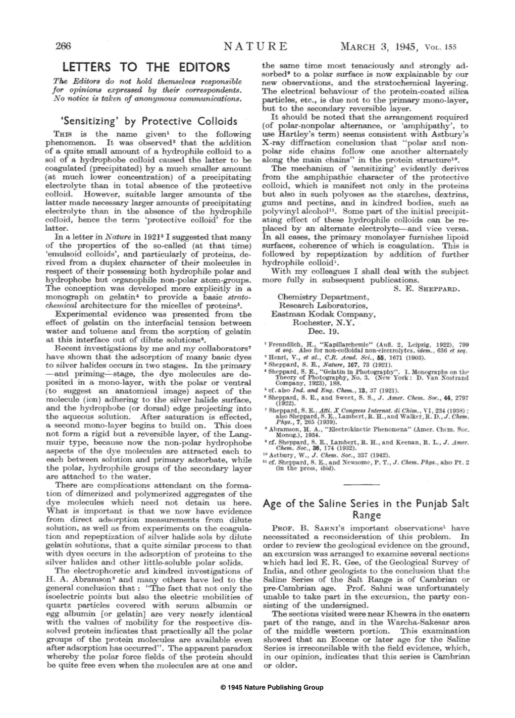 266 NATURE MARCH 3, 1945, Vol