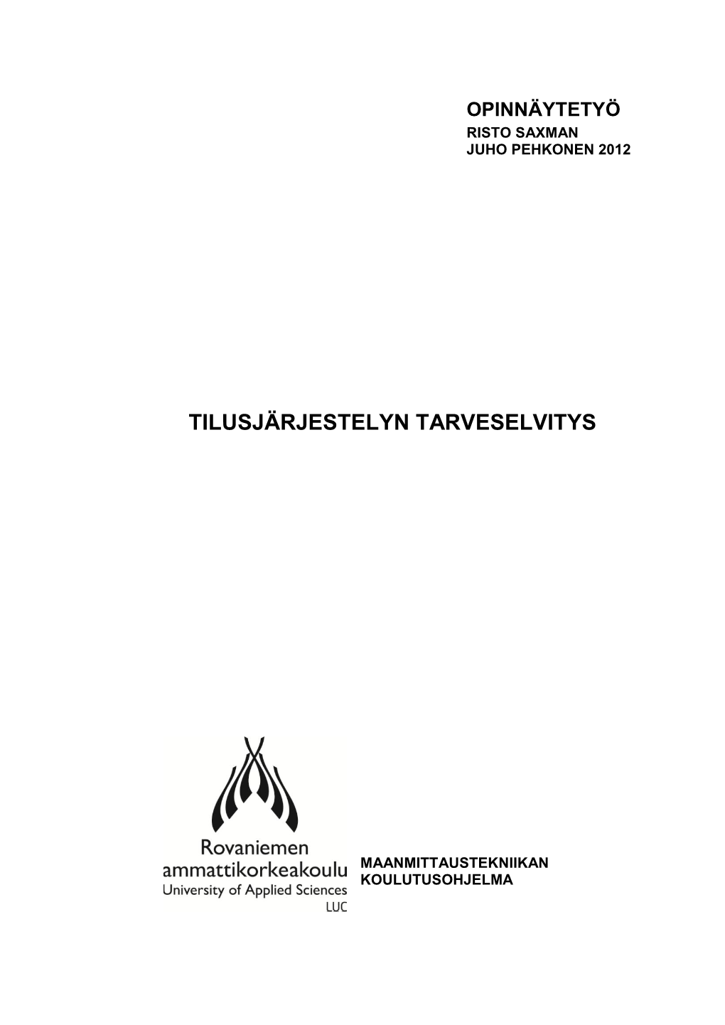 Tilusjärjestelyn Tarveselvitys