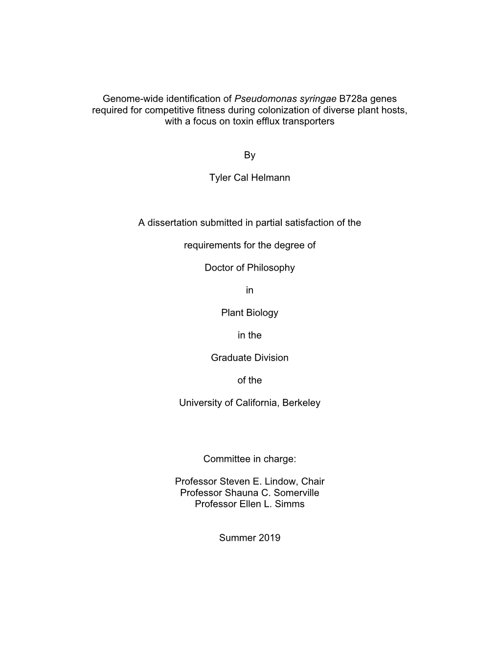 Genome-Wide Identification of Pseudomonas Syringae B728a