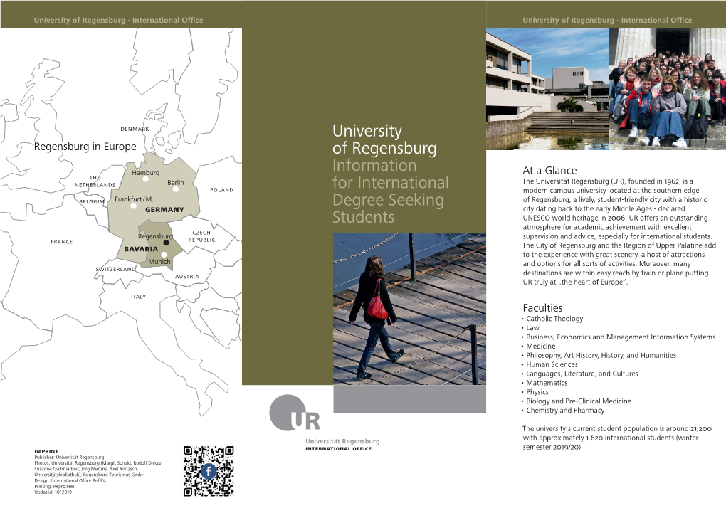 University of Regensburg Information for International Degree Seeking