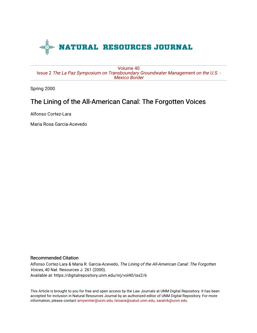 The Lining of the All-American Canal: the Forgotten Voices