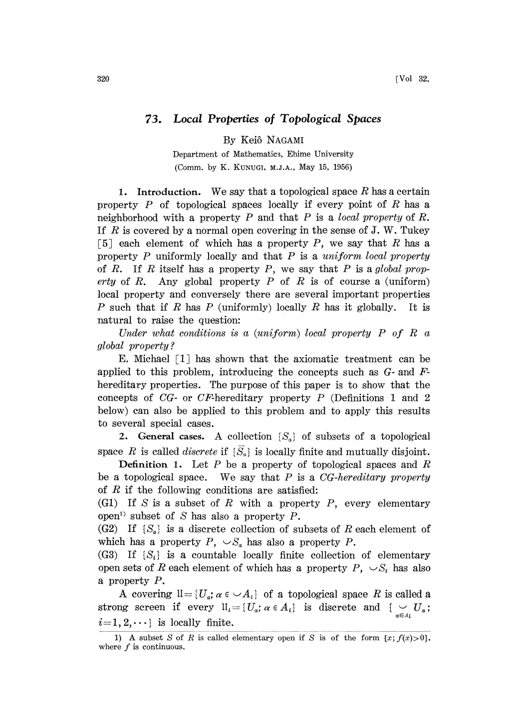 73. Local Properties of Topological Spaces by Keio NAGAMI