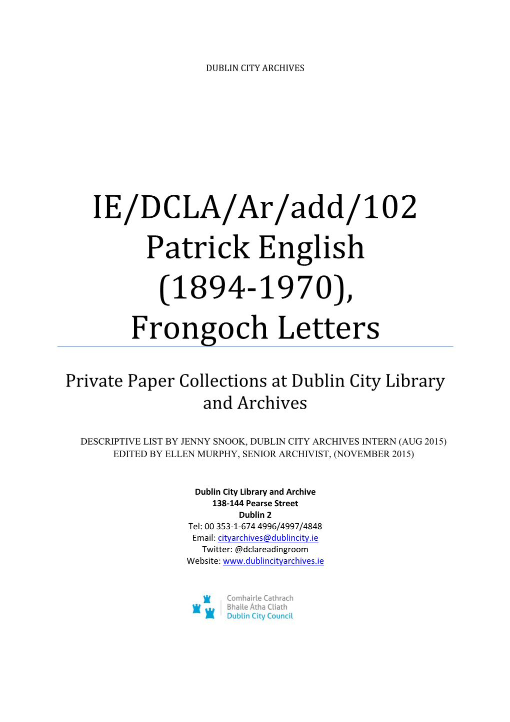 Frongoch Letters