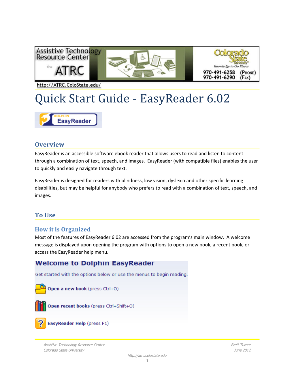 Quick Start Guide - Easyreader 6.02