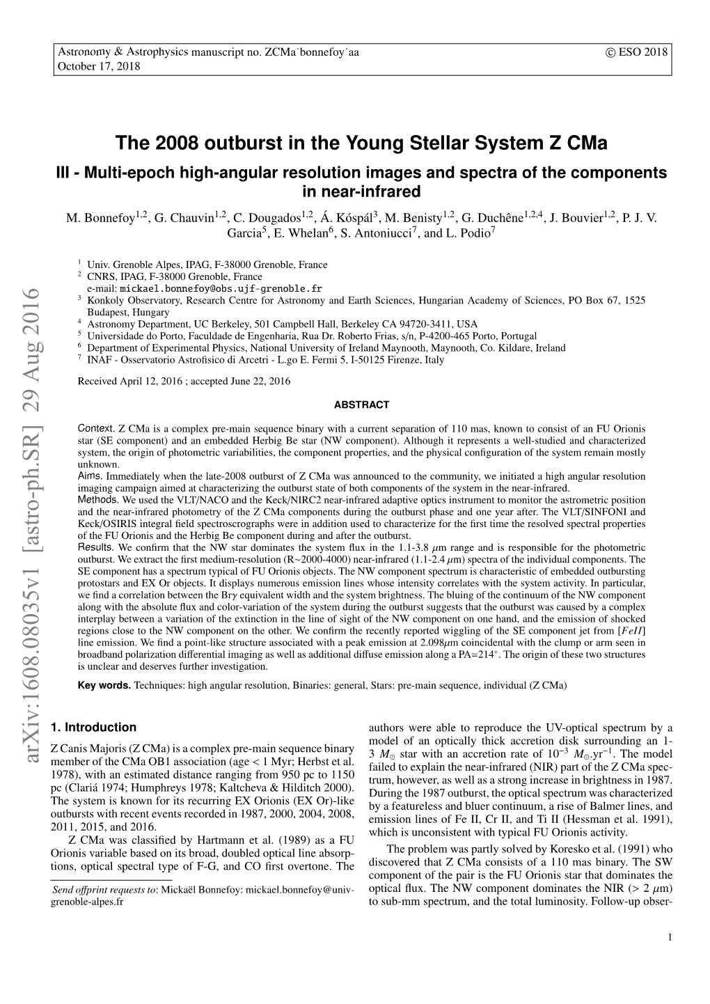 The 2008 Outburst in the Young Stellar System Z Cma III - Multi-Epoch High-Angular Resolution Images and Spectra of the Components in Near-Infrared M