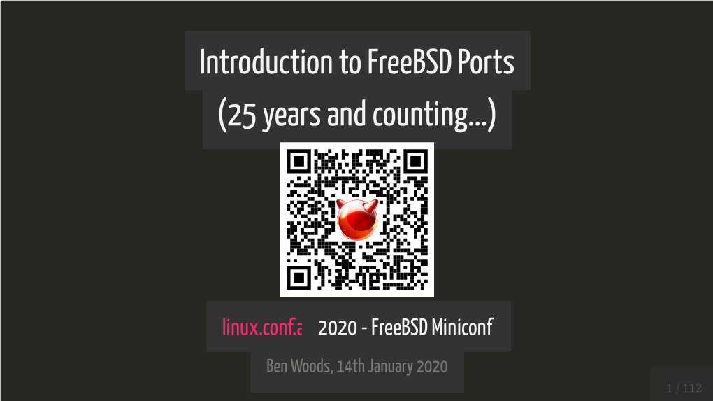 Introduction to Freebsd Ports (25 Years and Counting...)