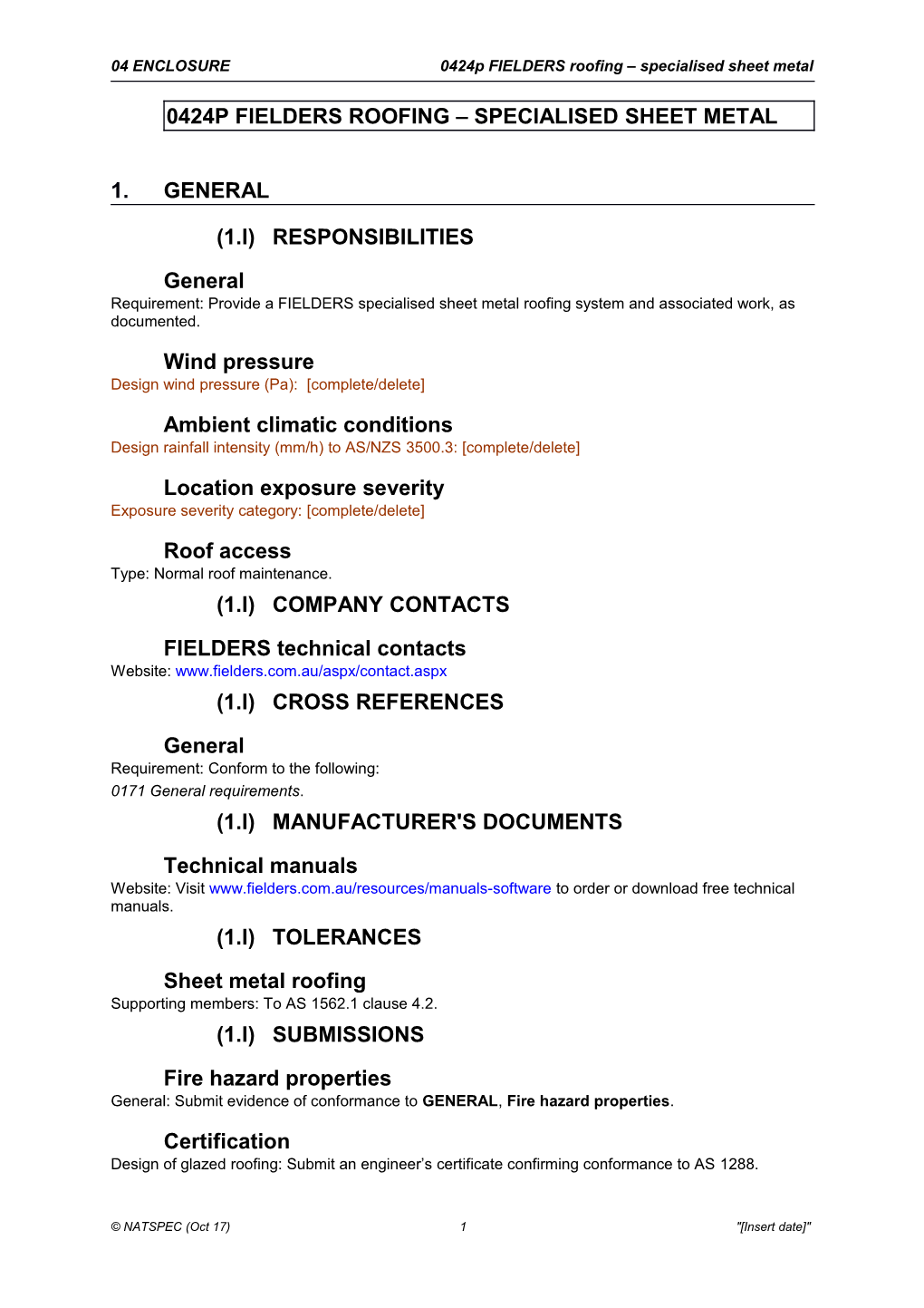 NATSPEC Template File