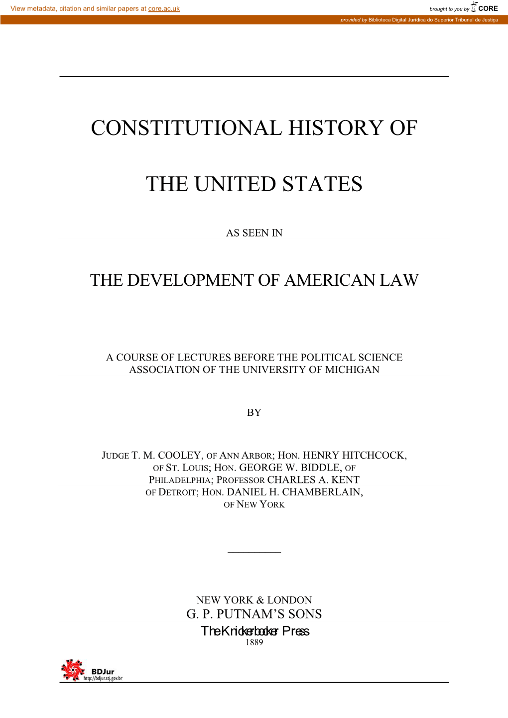 Constitutional History of the United States