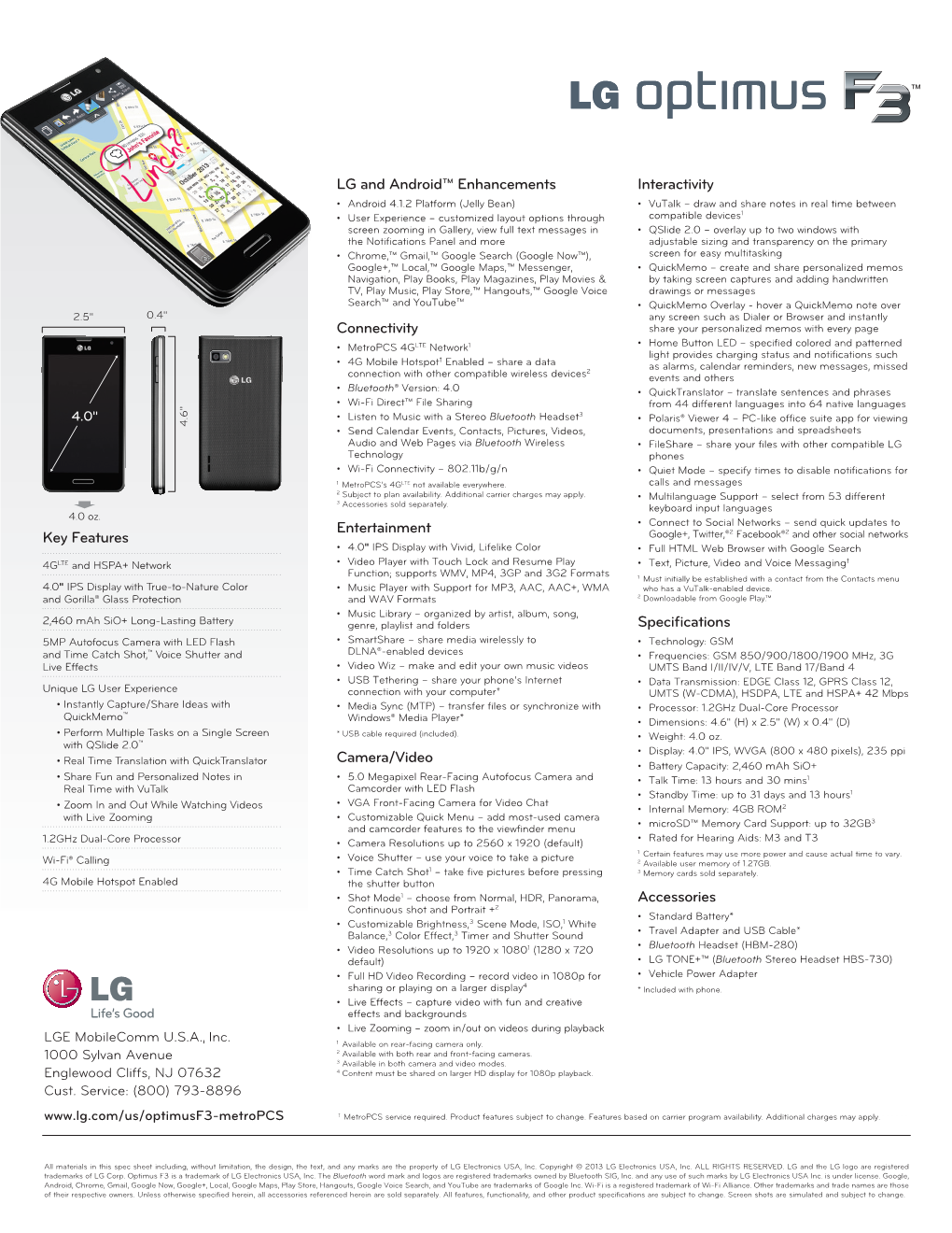 Key Features LG and Android™ Enhancements Connectivity