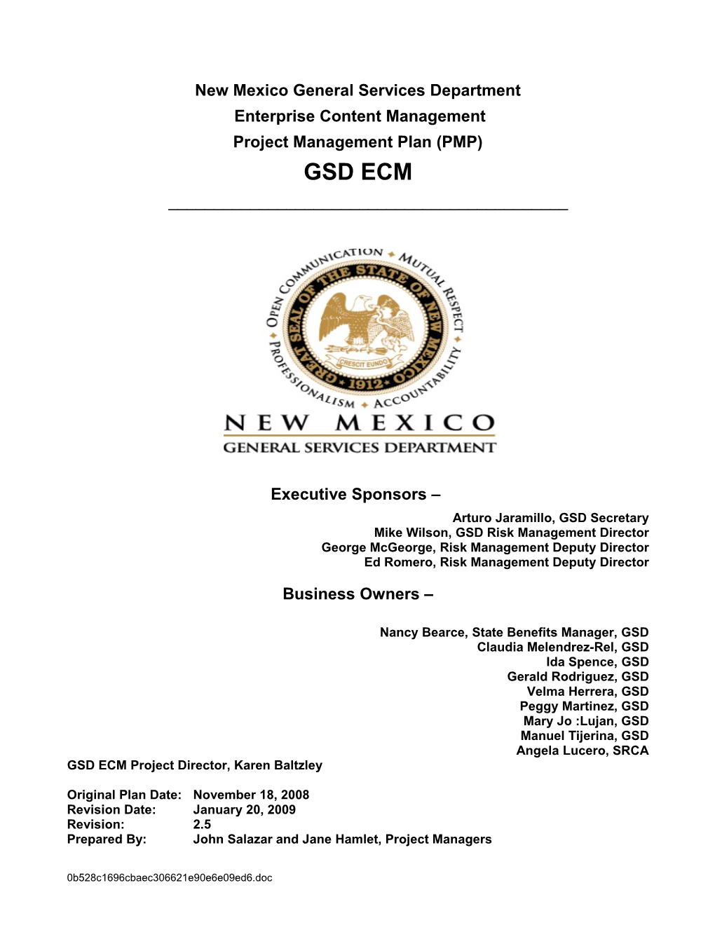 GSD ECM-EDMS Project Management Plan