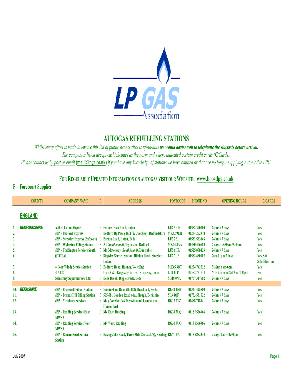 Autogas Refuelling Stations