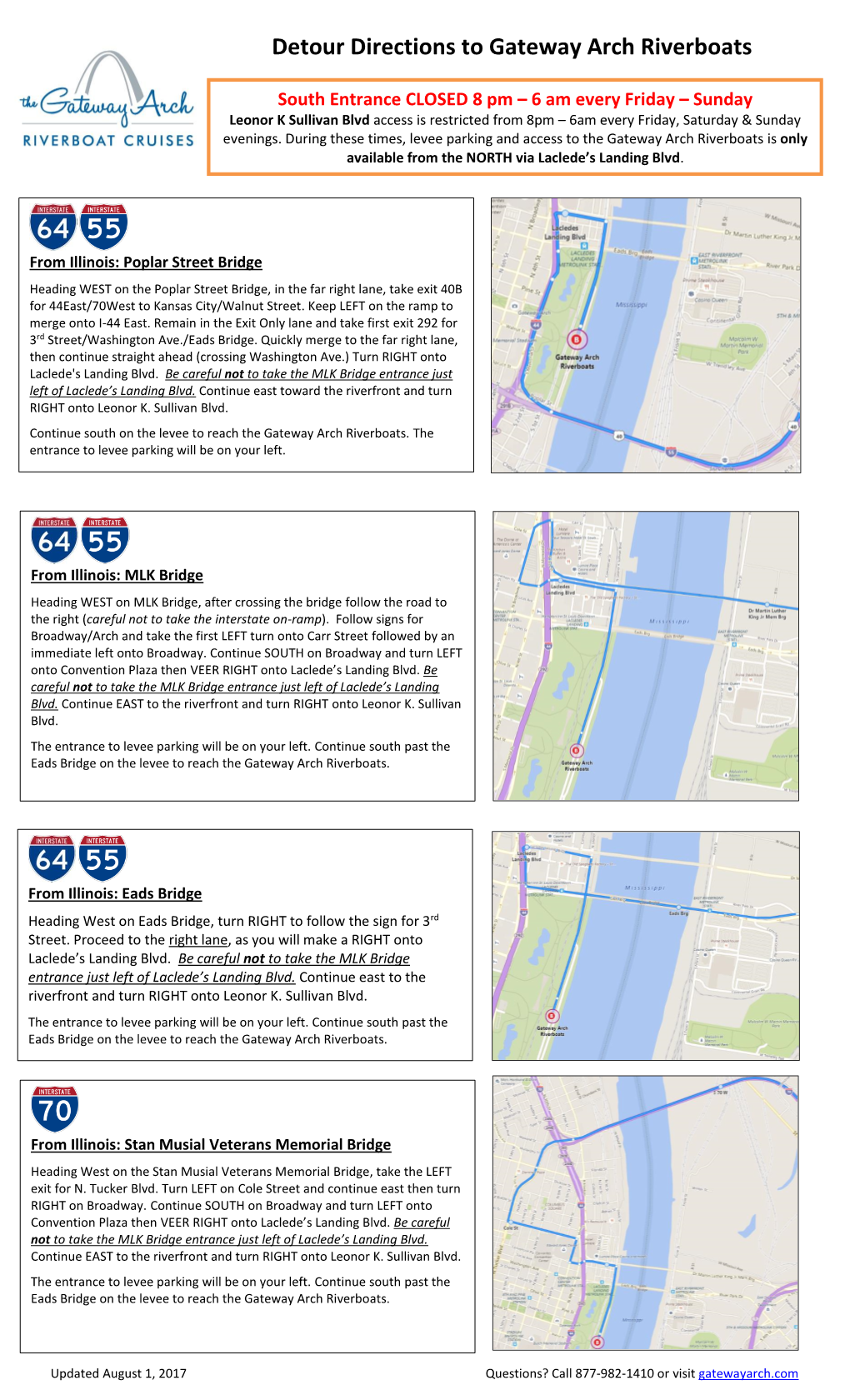 Detour Directions to Gateway Arch Riverboats