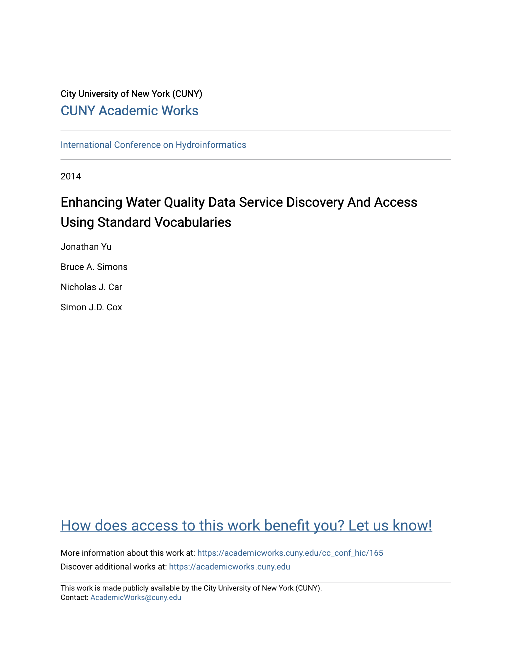 Enhancing Water Quality Data Service Discovery and Access Using Standard Vocabularies