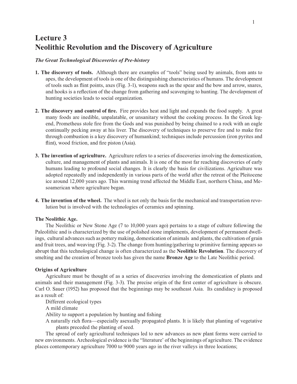 Neolithic Revolution and the Discovery of Agriculture