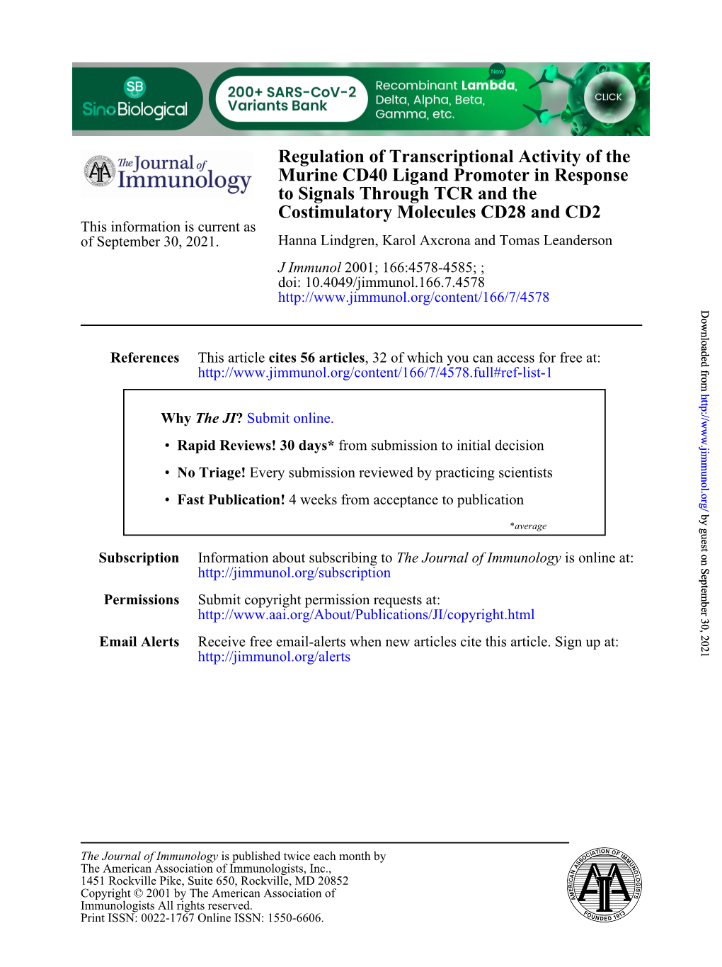 Costimulatory Molecules CD28 and CD2 to Signals Through TCR And