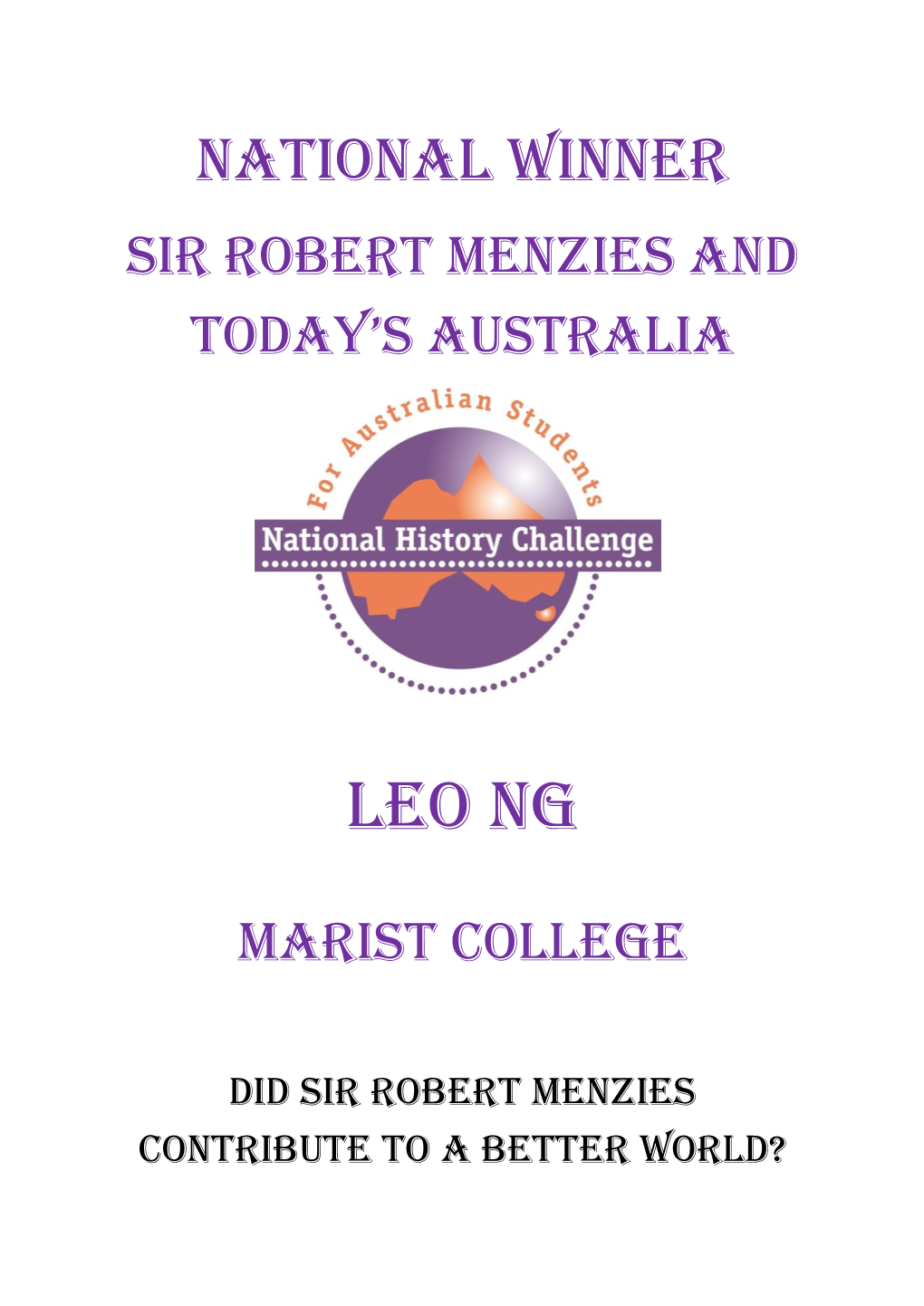 Sir Robert Menzies and Today’S Australia
