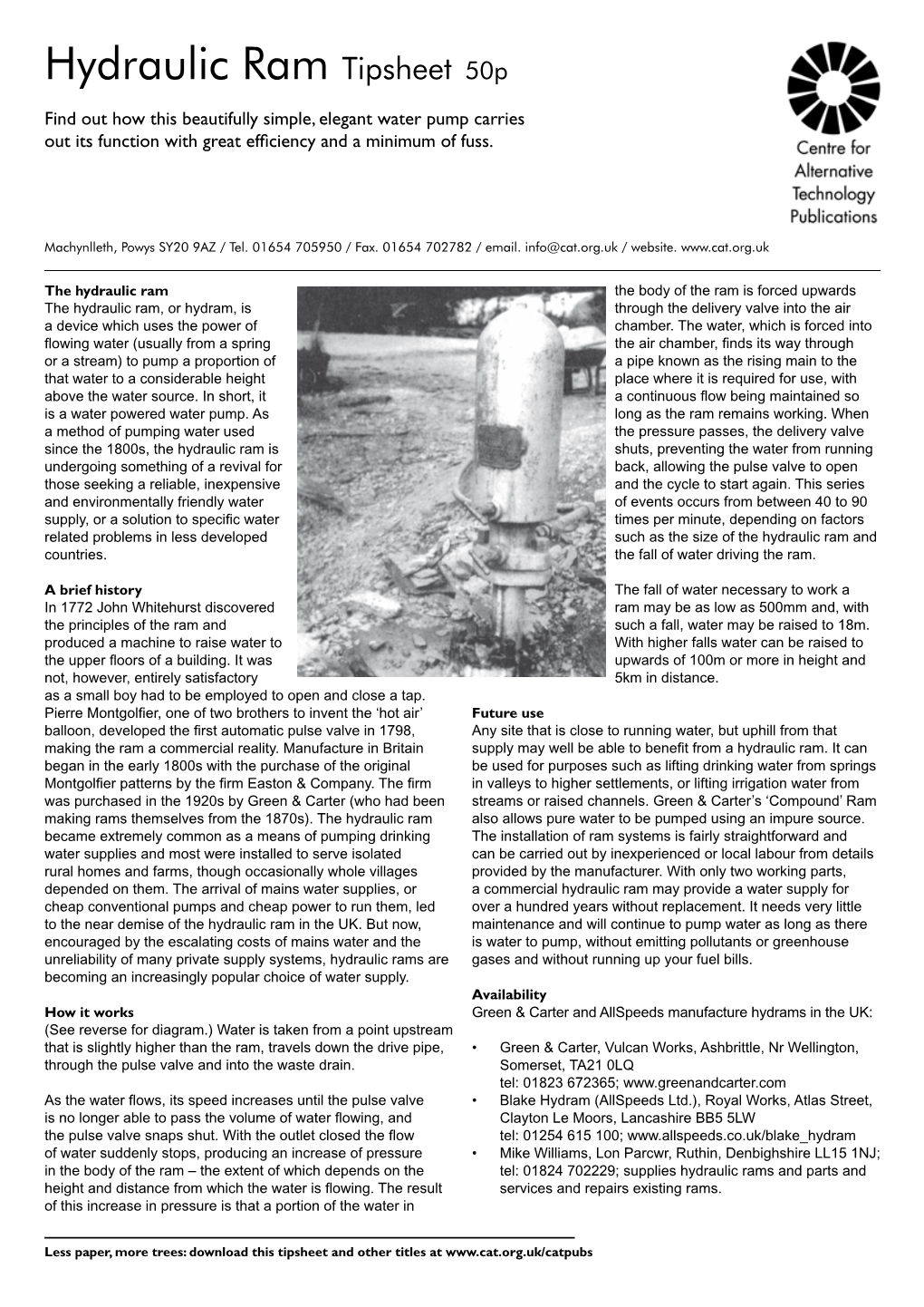 Hydraulic Ram Tipsheet 50P