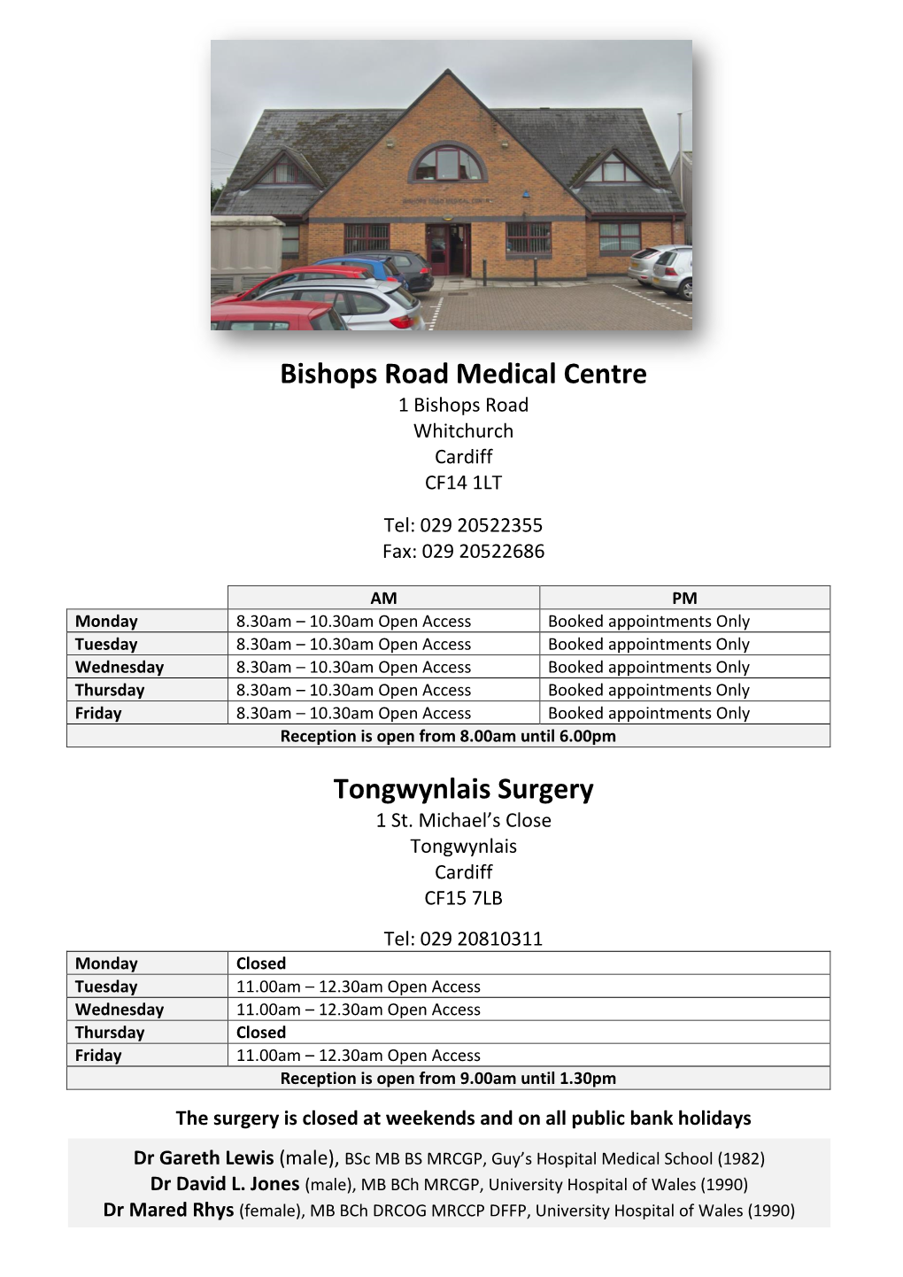 Bishops Road Medical Centre Tongwynlais Surgery