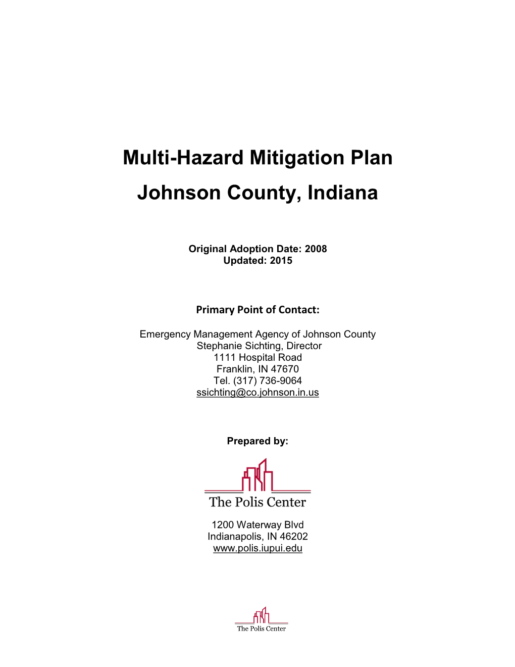 Multi-Hazard Mitigation Plan Johnson County, Indiana