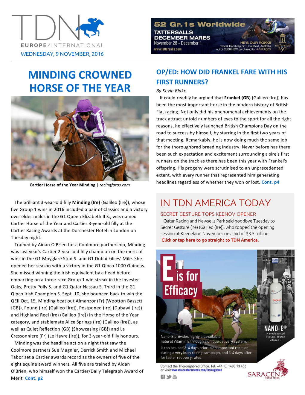 Minding Crowned Horse of the Year Cont