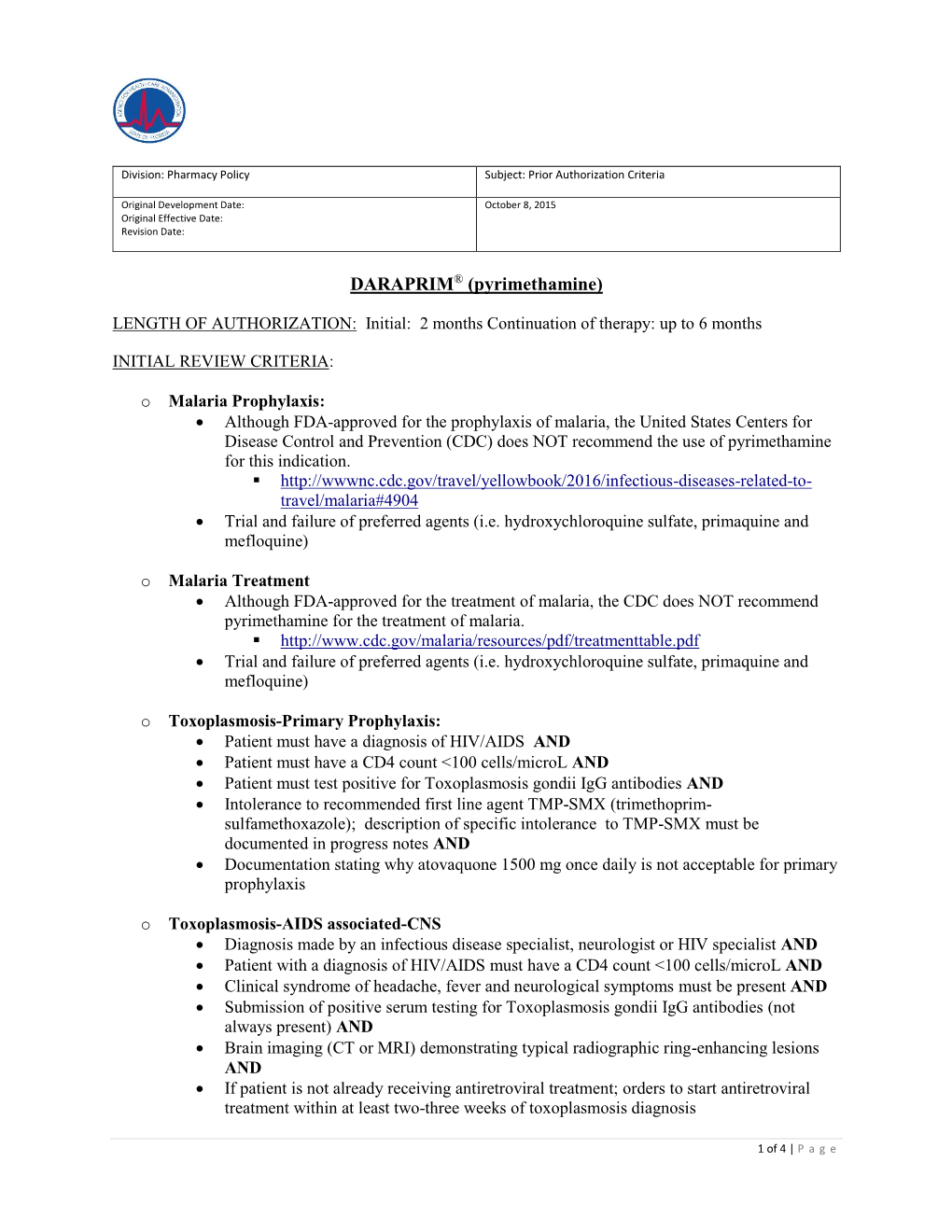 DARAPRIM® (Pyrimethamine)