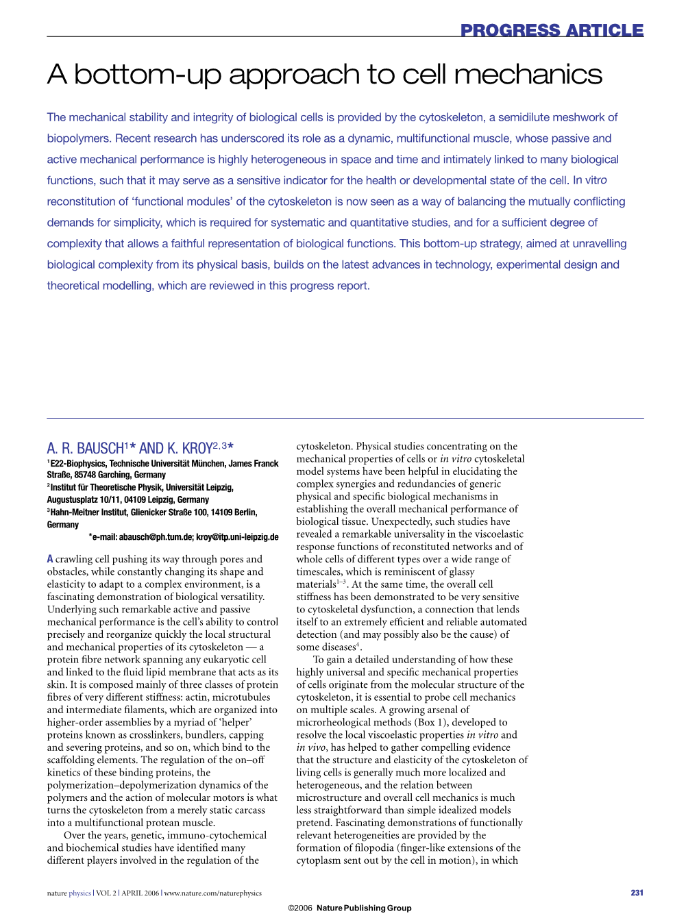 A Bottom-Up Approach to Cell Mechanics